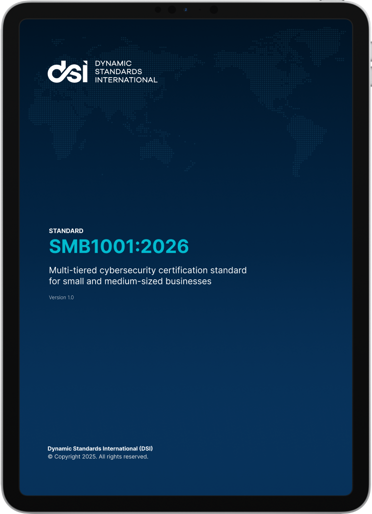 Official cover of SMB1001:2026, the cyber security standard for small and medium businesses